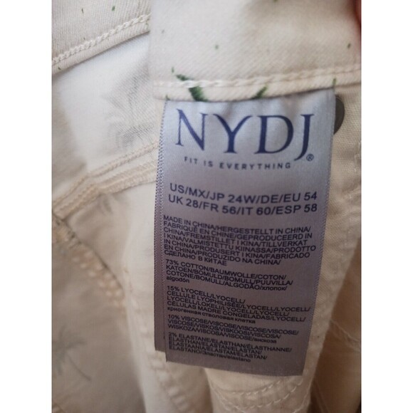 NYDJ Circes Des Palmes Palm Trees Sun Frayed Hem Beige Denim A-Line Shorts‎ 24W - Picture 3 of 10